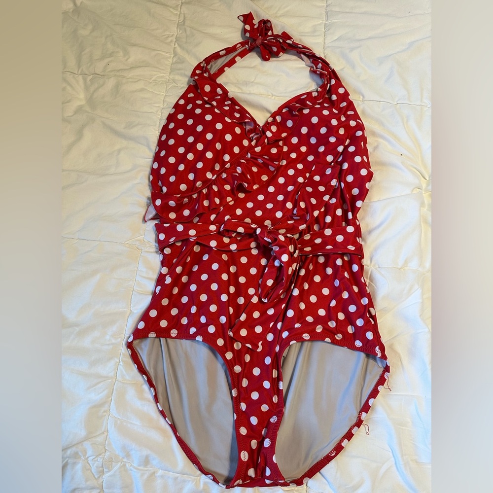 ModCloth Red Polka Dot Bathing Suit 1X